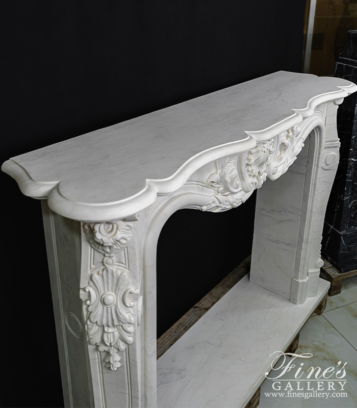 Marble Fireplaces  - Traditional Louis XIV French Marble Fireplace Mantel - MFP-2473